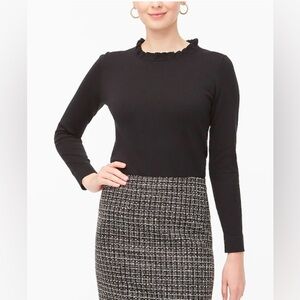 NWT J. Crew Ruffle Neck Long Sleeve Black Sweater XS